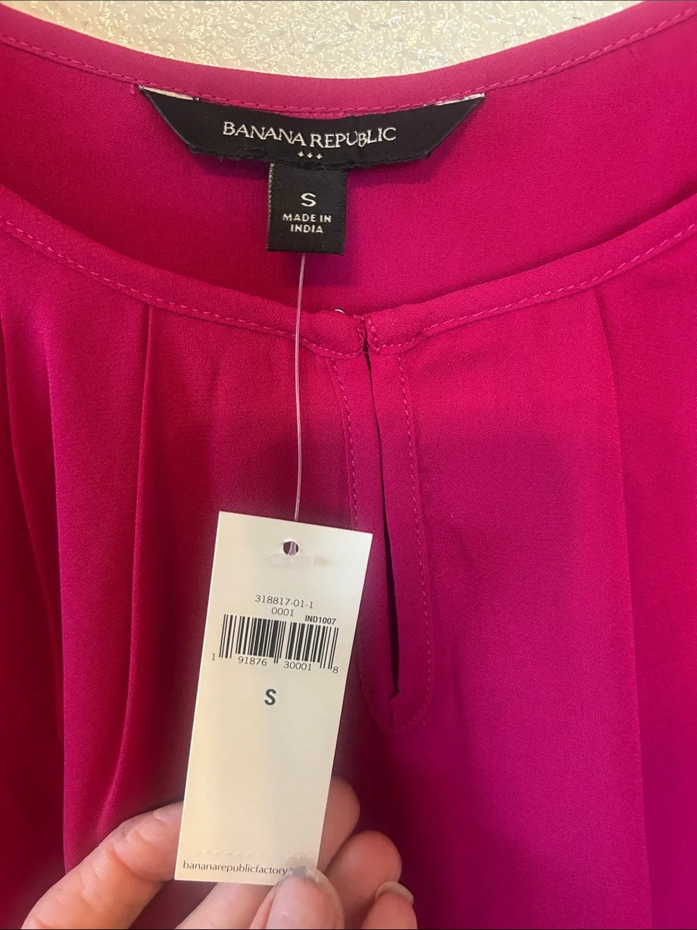 Banana Republic Fuchsia Layered Ruffle Sleeve Blouse NWT